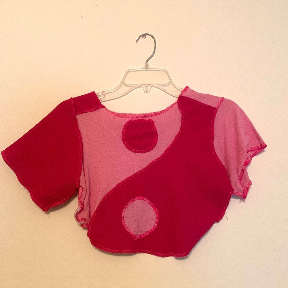 Maddy Page Knitware Pink Patchwork Ying Yang Crop Top